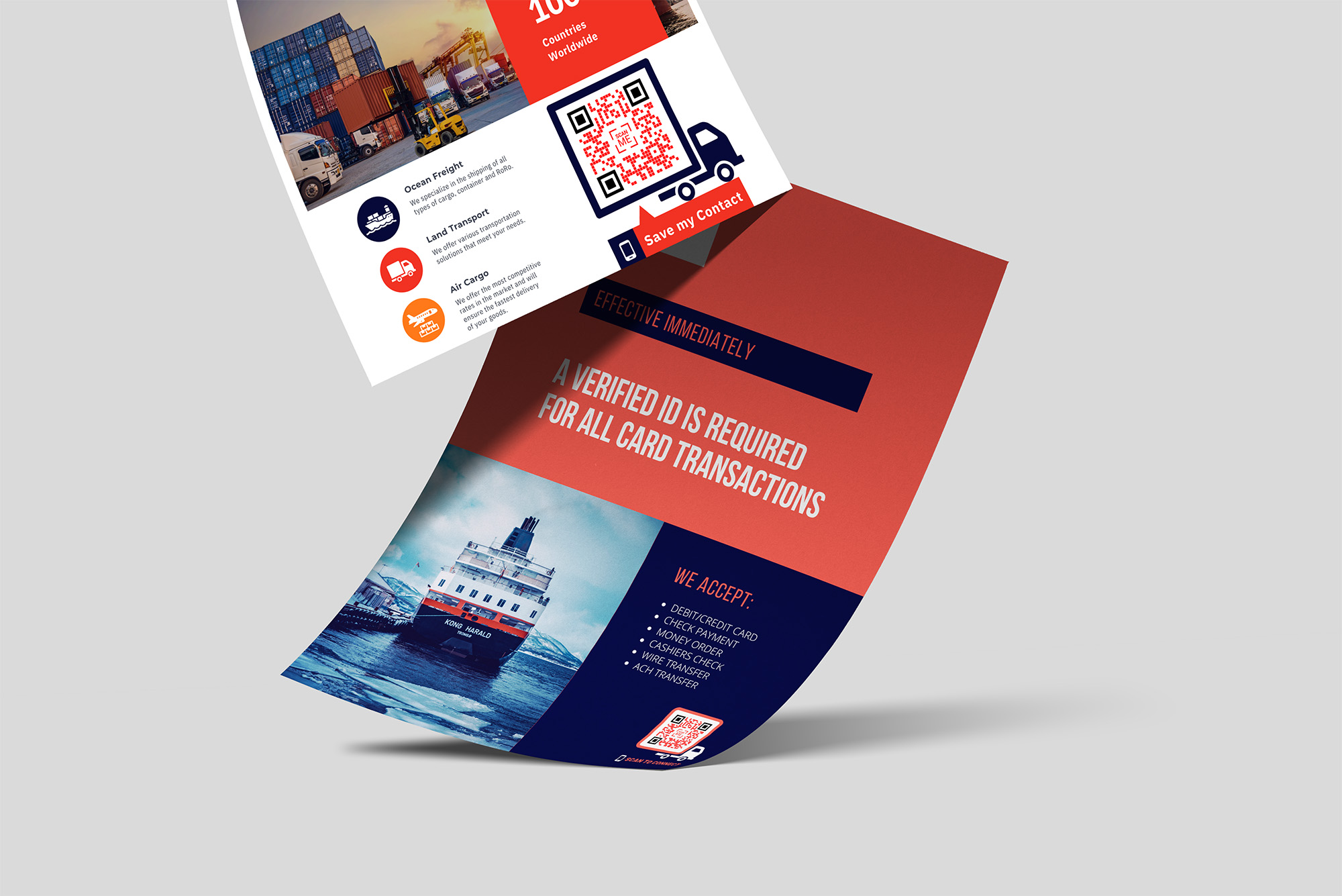 A4 corporate branding mockups for HTS Services featuring brochures and marketing materials designed by OKTOVIZ.