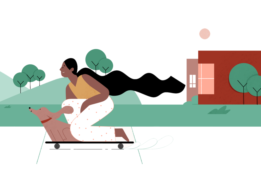 A playful illustration of a dog