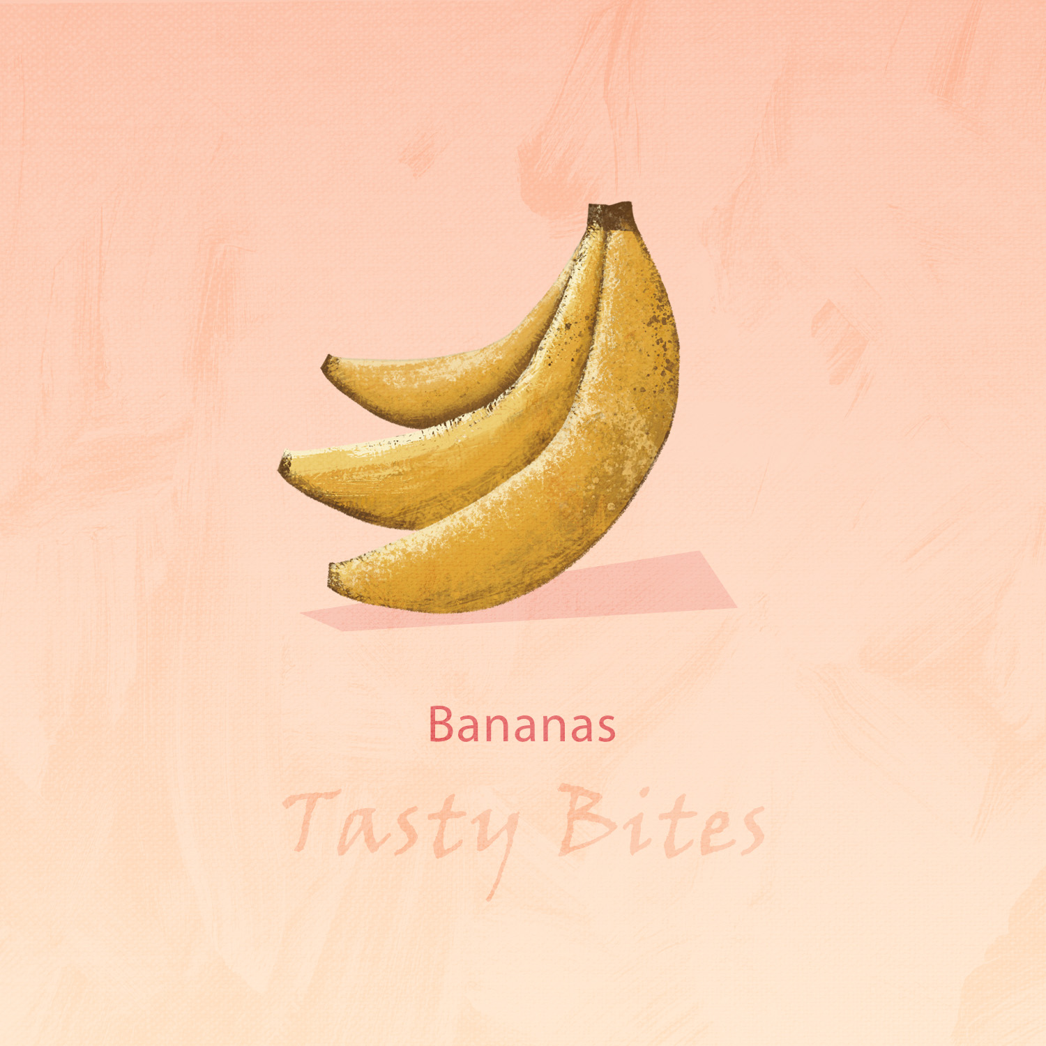 Three yellow bananas in a simple, flat-style illustration on a soft peach background.